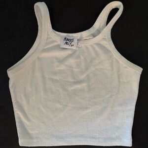 Princess Polly Cream Ribbed Crop Top